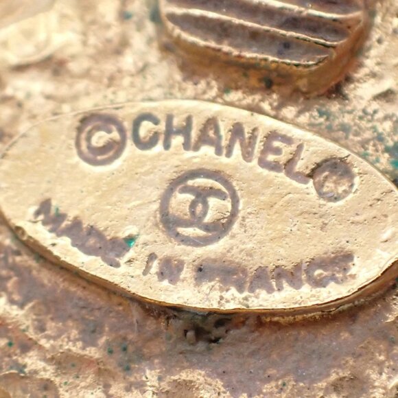 CHANEL CC Logo Imitation pearl Round Button Earrings Clip-On GHW 61RF537 - Picture 8 of 10